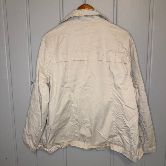 Studio Works Woman Beige Basic Jacket 3XL Mid-Length Casual Zip Front - Picture 2 of 7